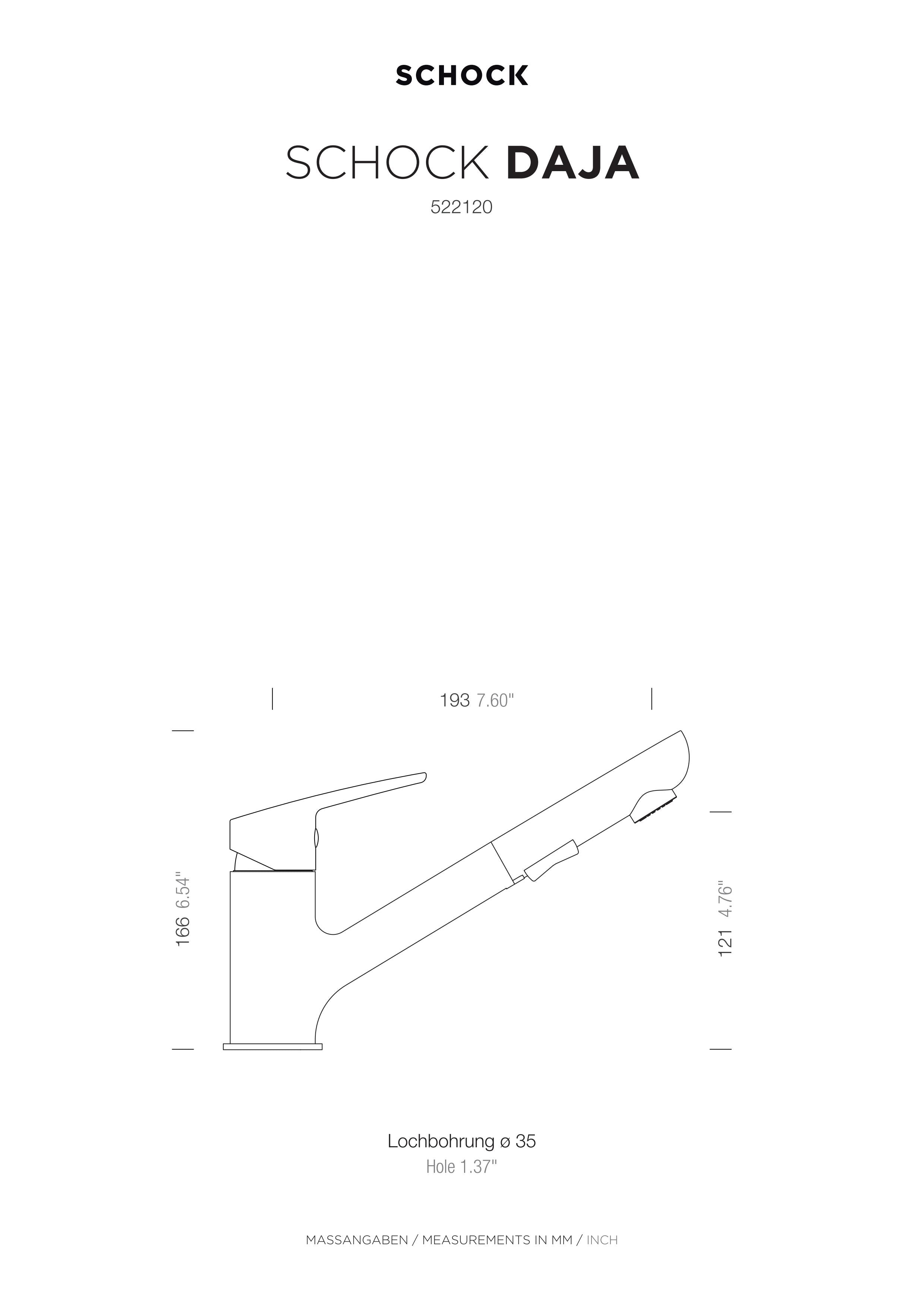 SCHOCK Einhebelmischer DAJA Schlauchbrause  Chrom 522120CHR