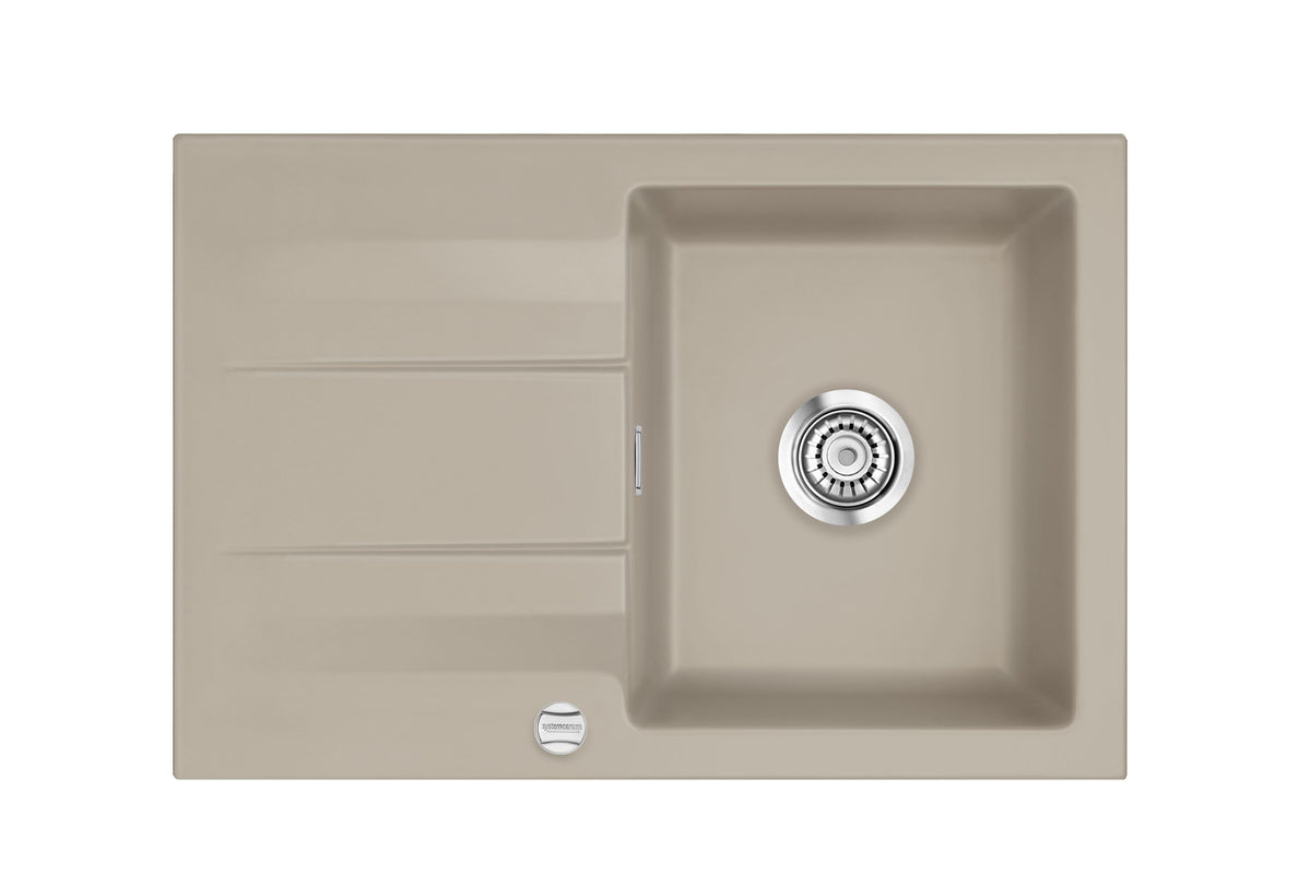 SYSTEMCERAM Einbauspüle Genea 75 Fango 23 inkl. Excenterbetätigung, für 50 cm Schrankbreite, reversibel einsetzbar, Einbauspüle Auflage reversibel 50900223