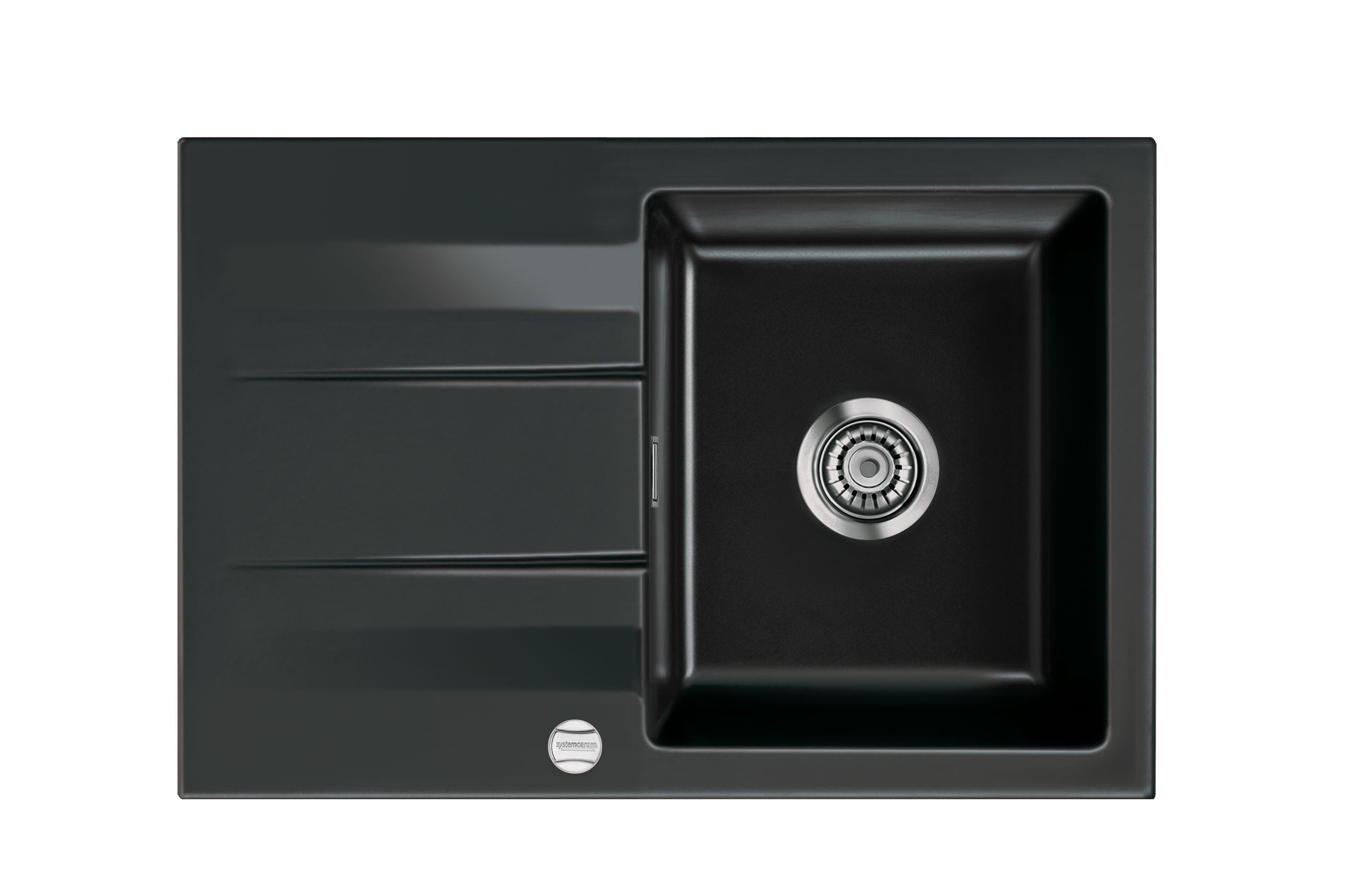 SYSTEMCERAM Einbauspüle Genea 75 Nero 68 inkl. Excenterbetätigung, für 50 cm Schrankbreite, reversibel einsetzbar, Einbauspüle Auflage reversibel 50900268