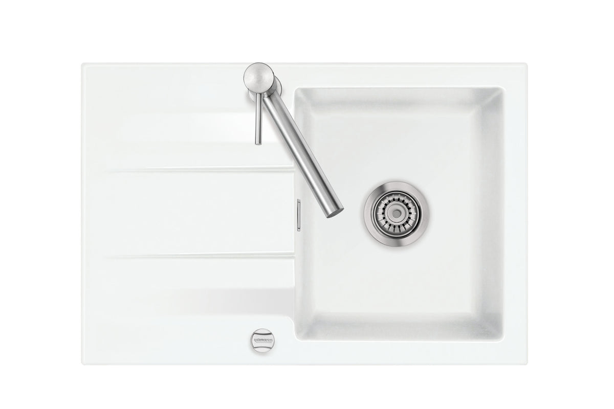 SYSTEMCERAM Einbauspüle Genea 75 Polar 13 inkl. Excenterbetätigung, für 50 cm Schrankbreite, reversibel einsetzbar, Einbauspüle Auflage reversibel 50900213