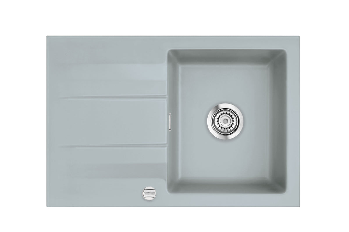 SYSTEMCERAM Einbauspüle Genea 75 Titan 78 inkl. Excenterbetätigung, für 50 cm Schrankbreite, reversibel einsetzbar, Einbauspüle Auflage reversibel 50900278