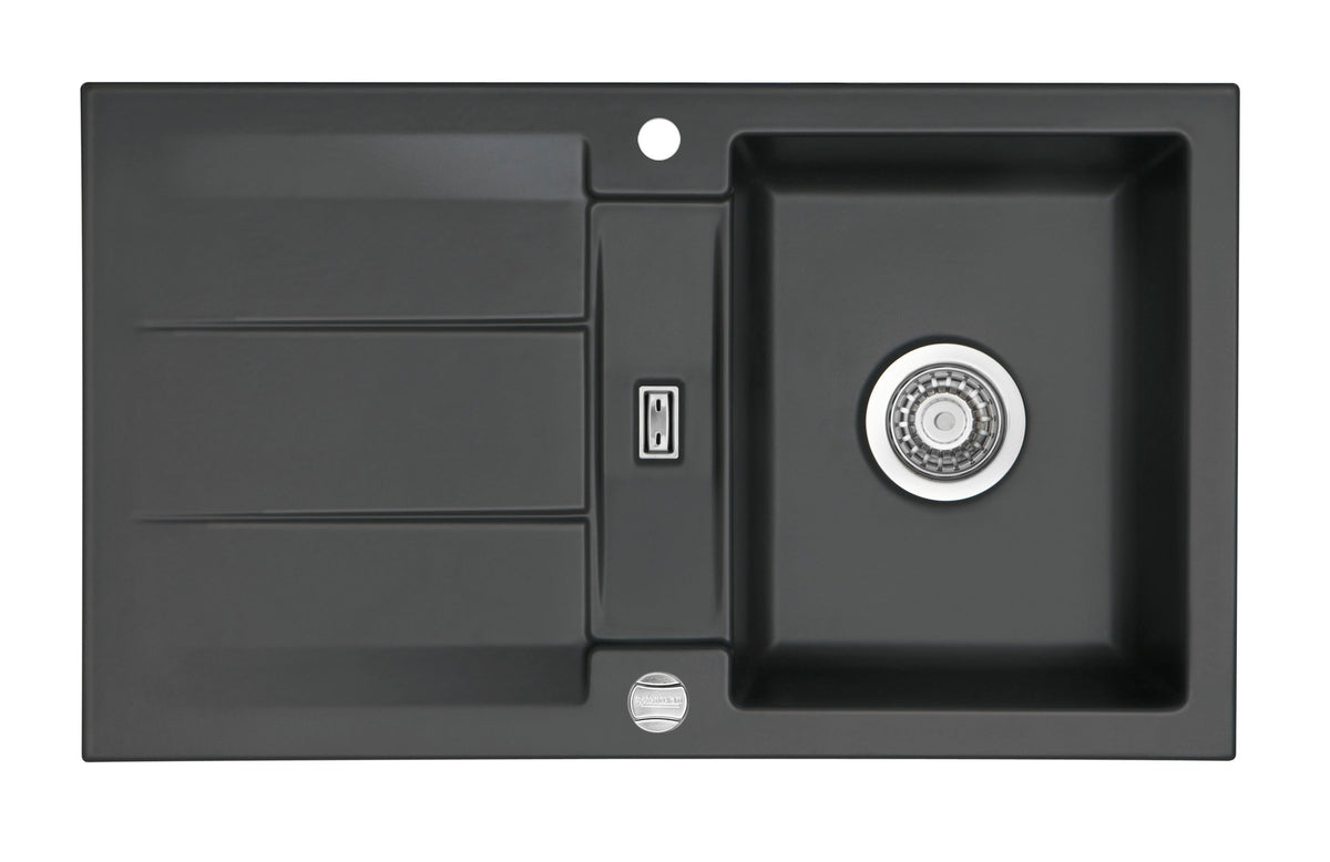 SYSTEMCERAM Einbauspüle Genea 87 Schiefer 85 inkl. Excenterbetätigung, für 50 cm Schrankbreite, Einbauspüle Auflage reversibel 50910285
