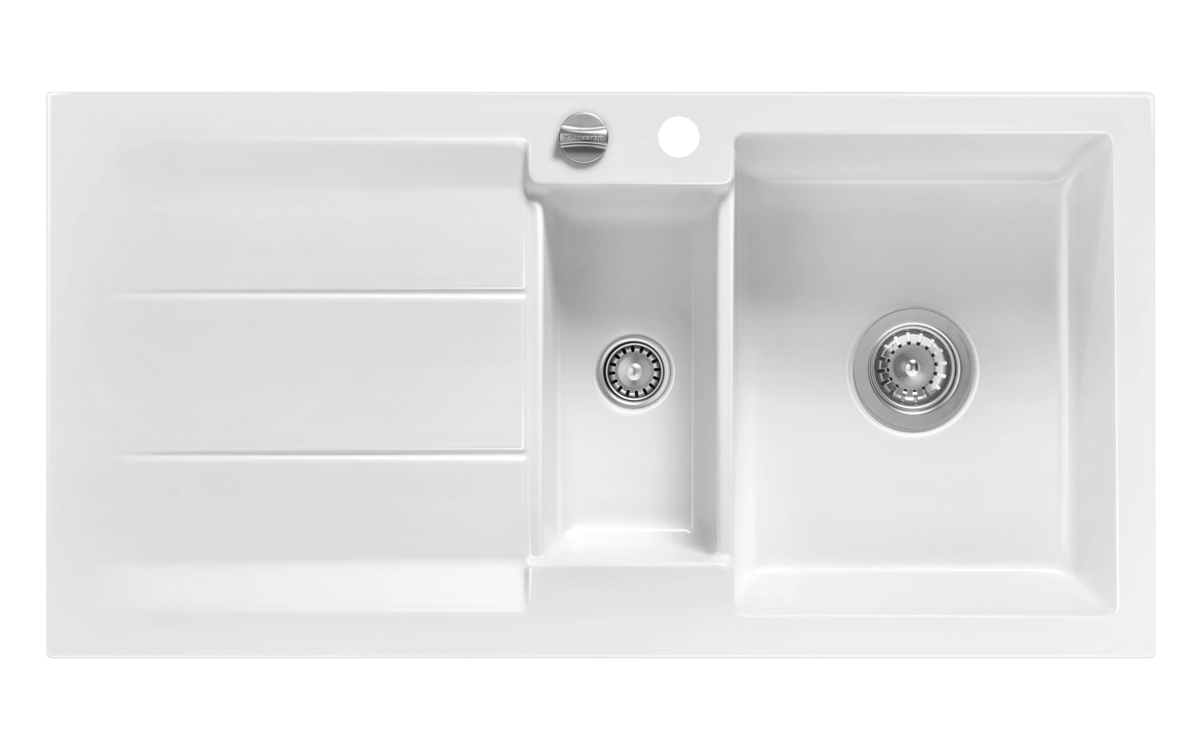 SYSTEMCERAM Einbauspüle Genea 100 F Grönland 12 inkl. Excenterbetätigung, für 60 cm Schrankbreite, Spüle zum flächenbündigen Einbau, inkl. 4 x Eckradien R 10 Auflage reversibel 55920212