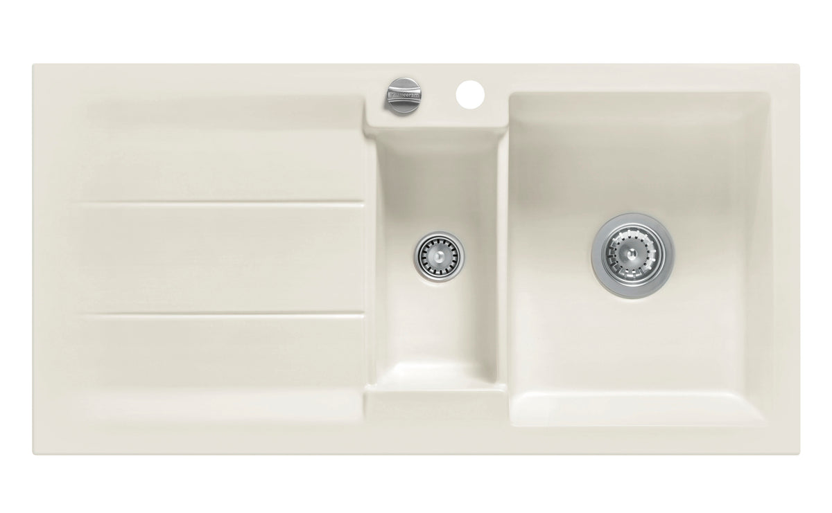 SYSTEMCERAM Einbauspüle Genea 100 Jasmin 19 inkl. Excenterbetätigung, für 60 cm Schrankbreite, Einbauspüle Auflage reversibel 50920219
