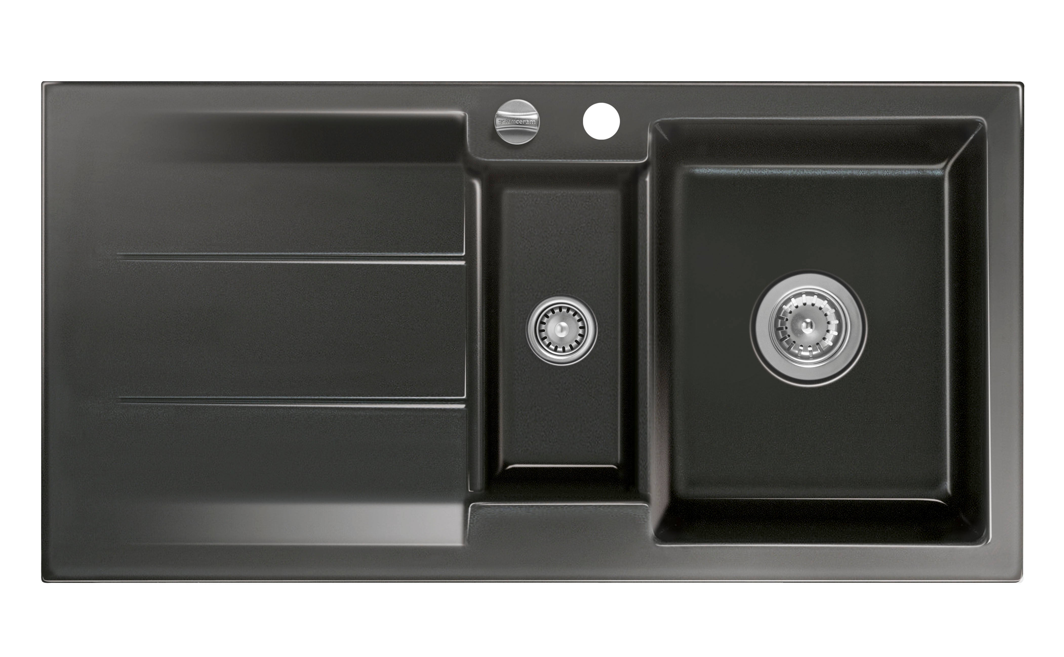 SYSTEMCERAM Einbauspüle Genea 100 Nero 68 inkl. Excenterbetätigung, für 60 cm Schrankbreite, Einbauspüle Auflage reversibel 50920268