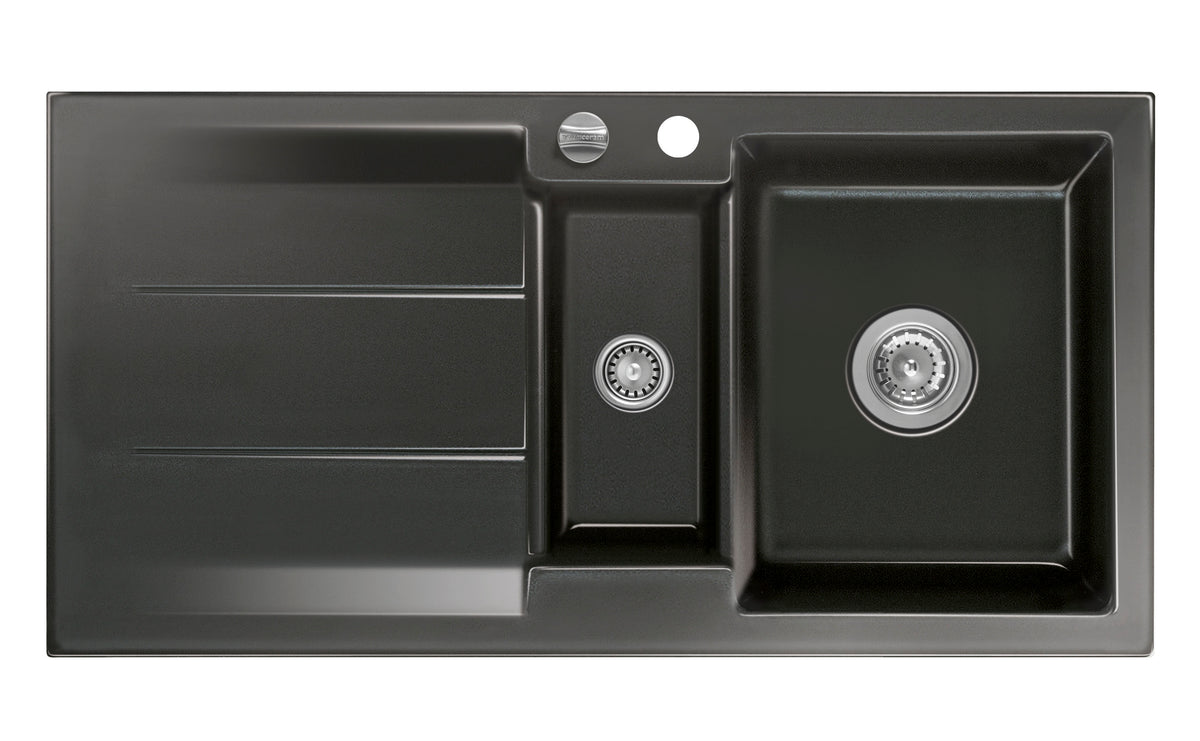 SYSTEMCERAM Einbauspüle Genea 100 Nero 68 inkl. Excenterbetätigung, für 60 cm Schrankbreite, Einbauspüle Auflage reversibel 50920268