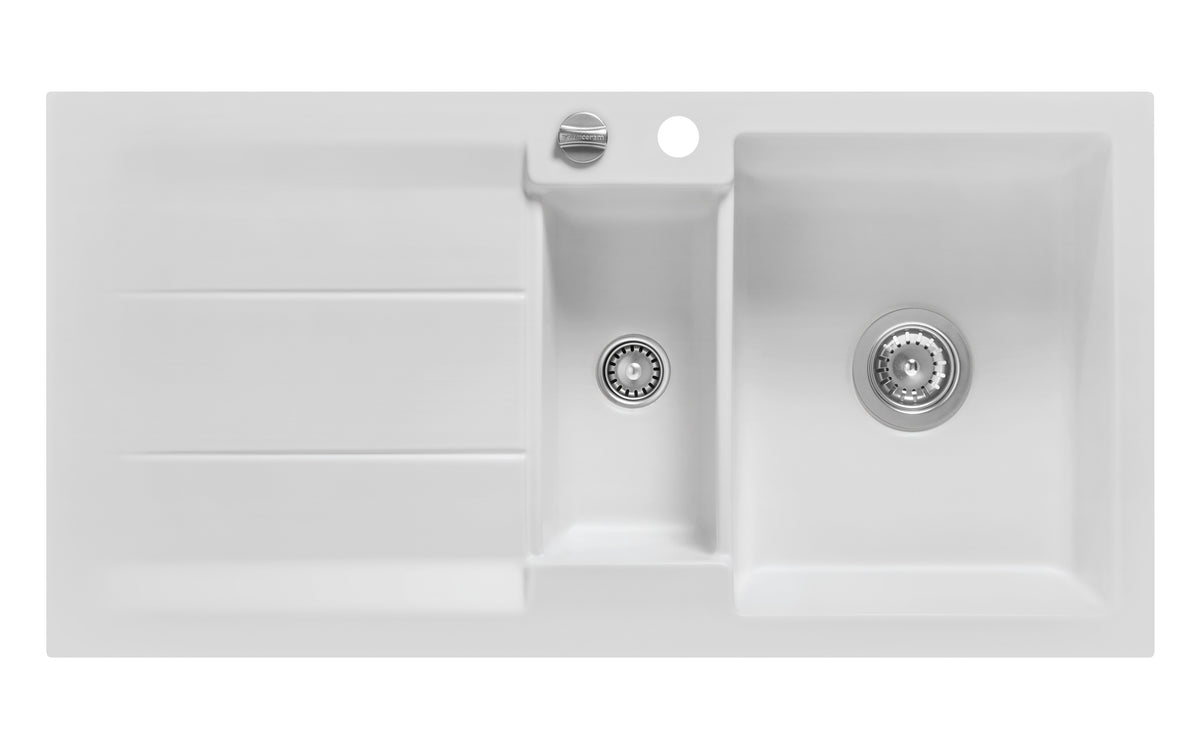 SYSTEMCERAM Einbauspüle Genea 100 Satin 20 inkl. Excenterbetätigung, für 60 cm Schrankbreite, Einbauspüle Auflage reversibel 50920220