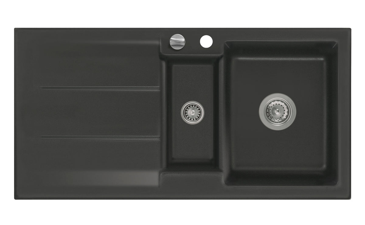 SYSTEMCERAM Einbauspüle Genea 100 Schiefer 85 inkl. Handbetätigung, für 60 cm Schrankbreite, Einbauspüle Auflage reversibel 50920185