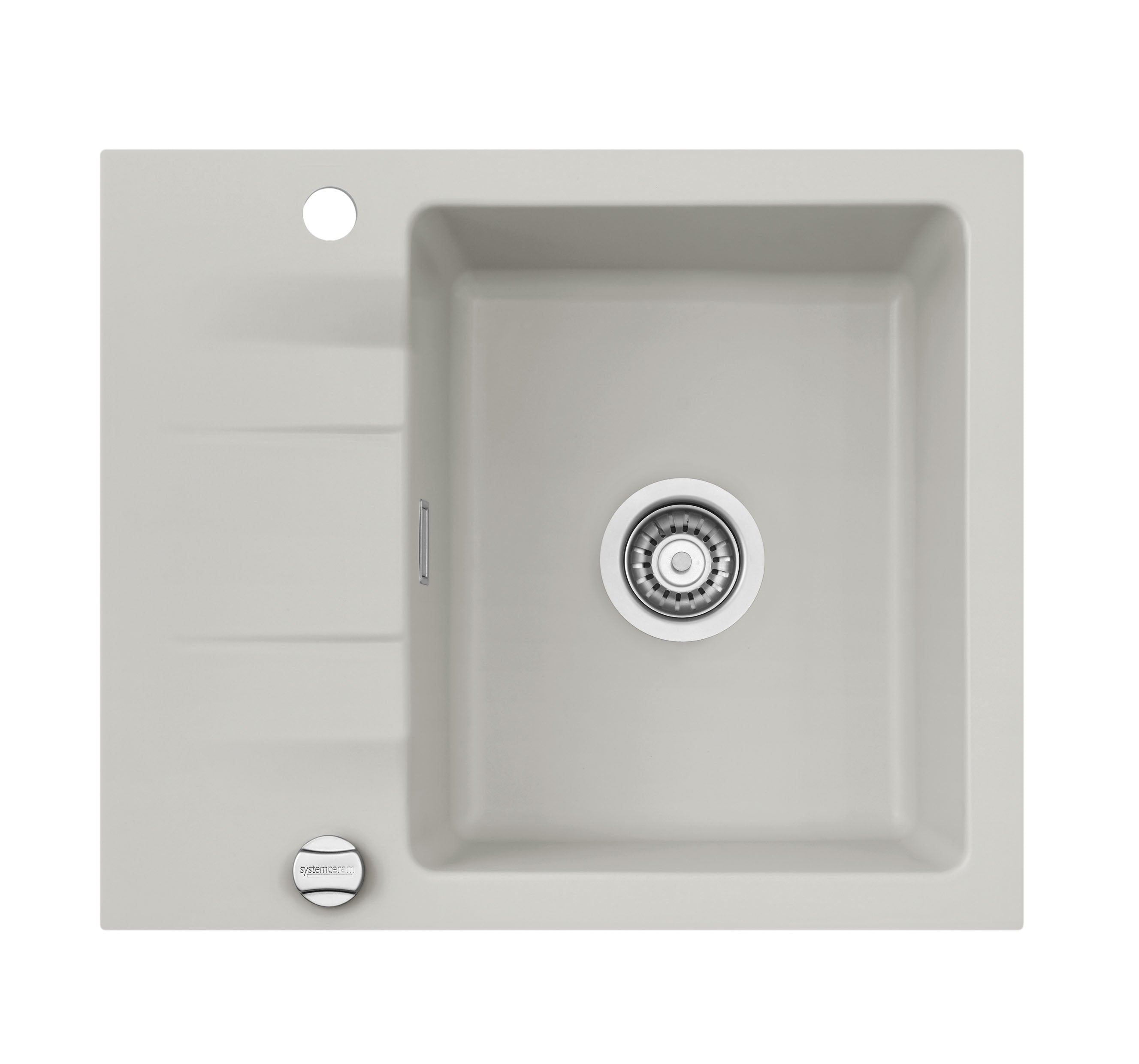 SYSTEMCERAM Einbauspüle Genea 60 F Alu 76 inkl. Handbetätigung, für 50 cm Schrankbreite, Spüle zum flächenbündigen Einbau, inkl. 4 x Eckradien R 10 Auflage reversibel 55970176