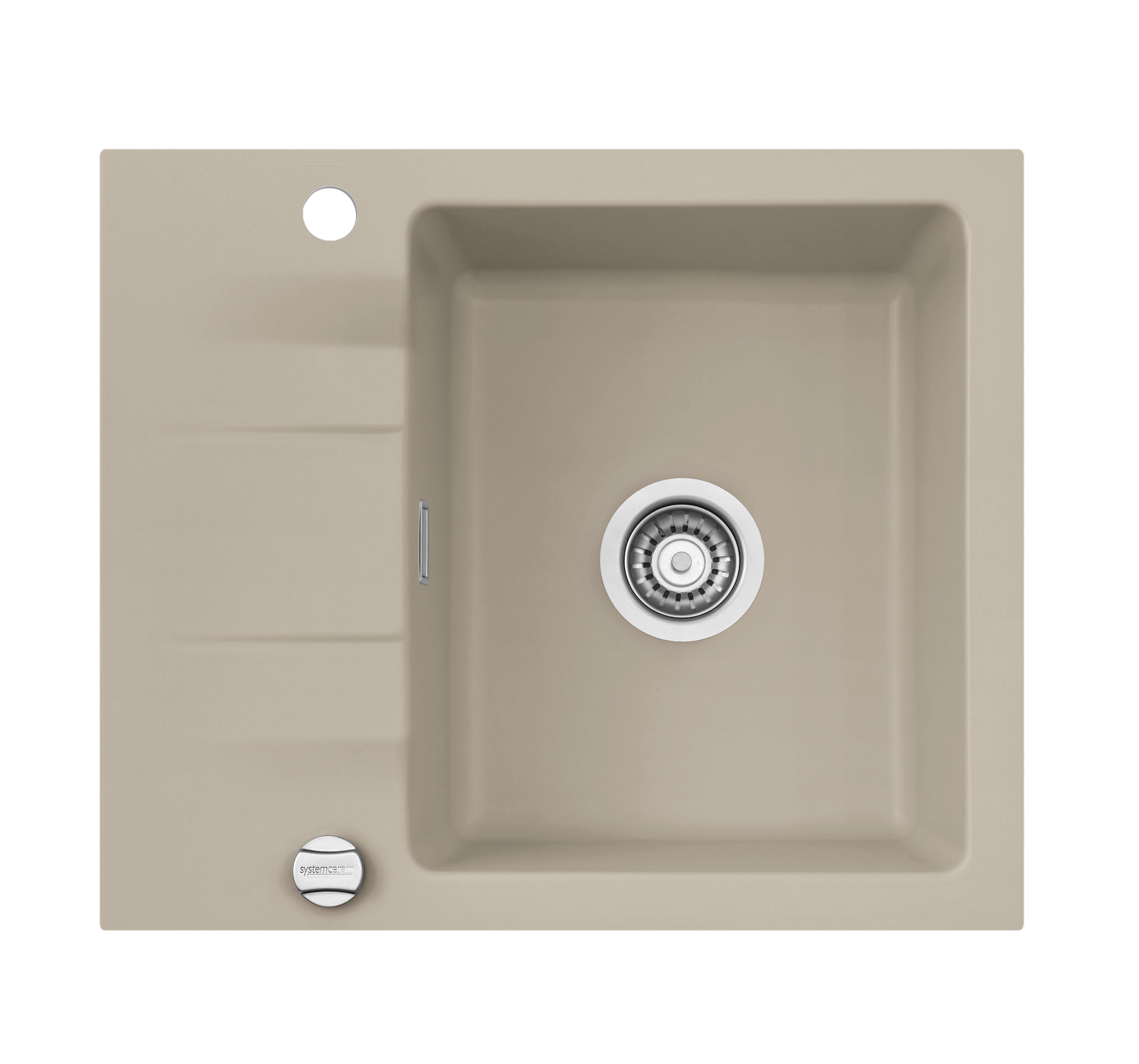 SYSTEMCERAM Einbauspüle Genea 60 F Fango 23 inkl. Handbetätigung, für 50 cm Schrankbreite, Spüle zum flächenbündigen Einbau, inkl. 4 x Eckradien R 10 Auflage reversibel 55970123