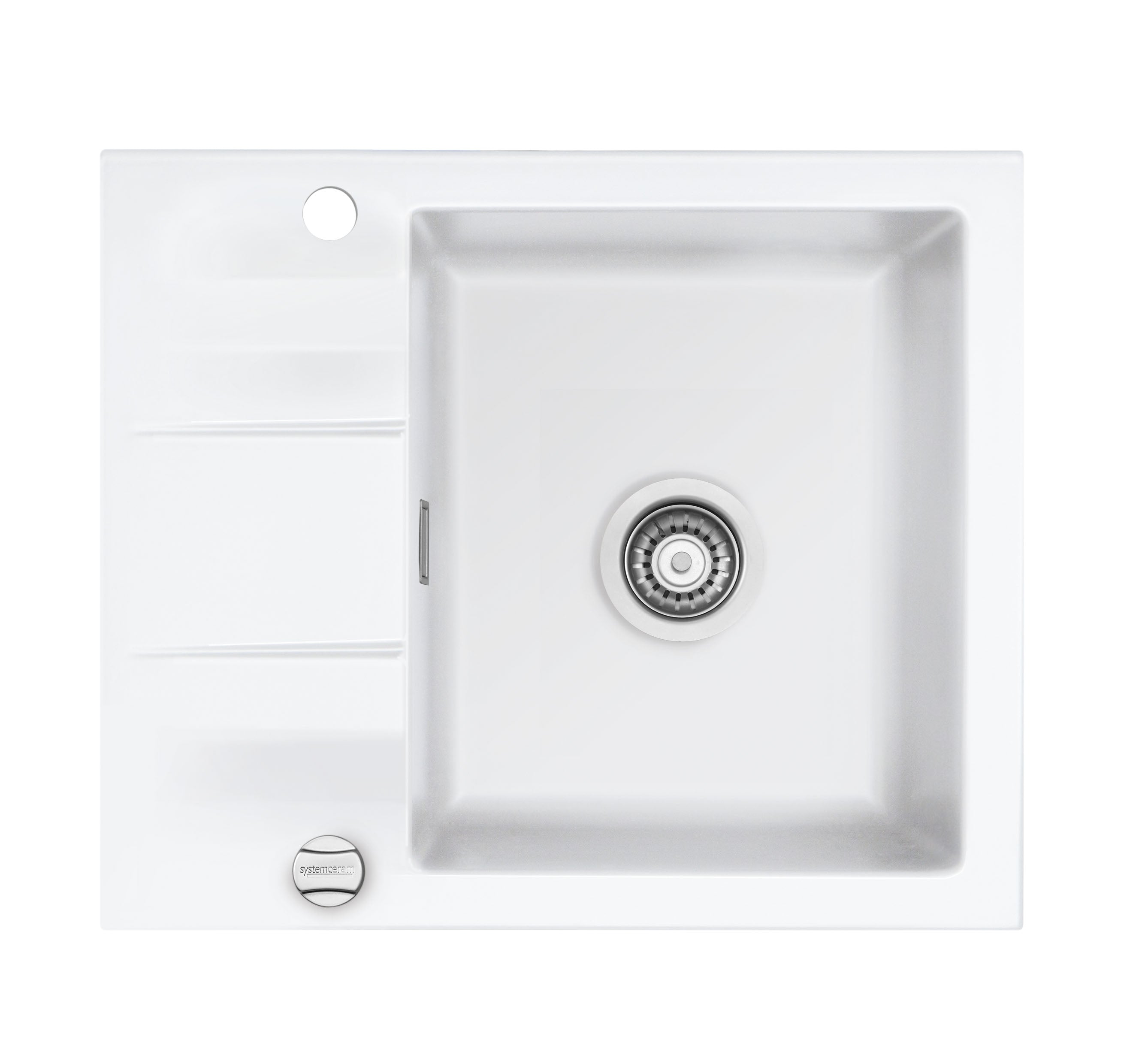 SYSTEMCERAM Einbauspüle Genea 60 F Grönland 12 inkl. Handbetätigung, für 50 cm Schrankbreite, Spüle zum flächenbündigen Einbau, inkl. 4 x Eckradien R 10 Auflage reversibel 55970112