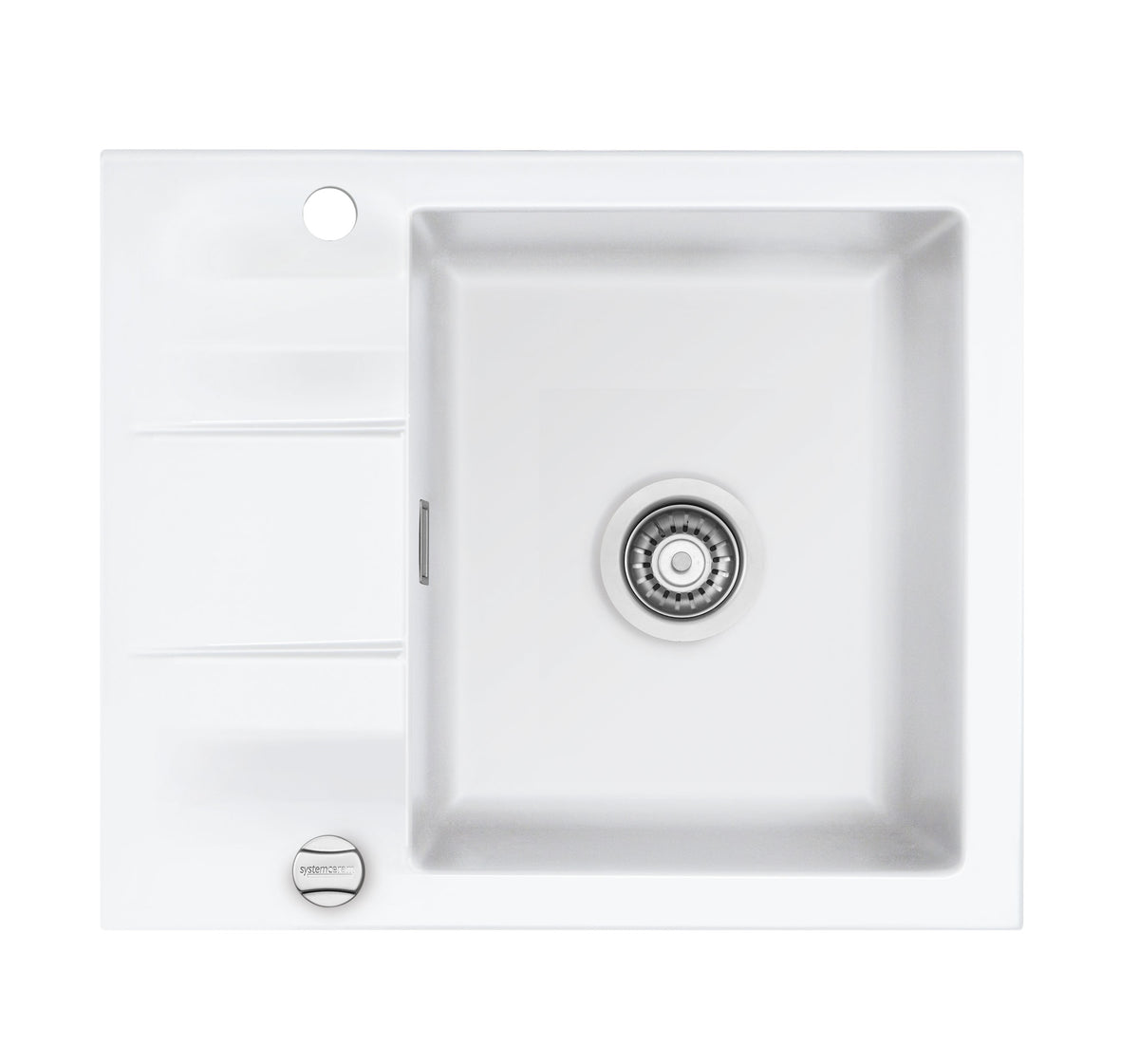 SYSTEMCERAM Einbauspüle Genea 60 F Grönland 12 inkl. Handbetätigung, für 50 cm Schrankbreite, Spüle zum flächenbündigen Einbau, inkl. 4 x Eckradien R 10 Auflage reversibel 55970112