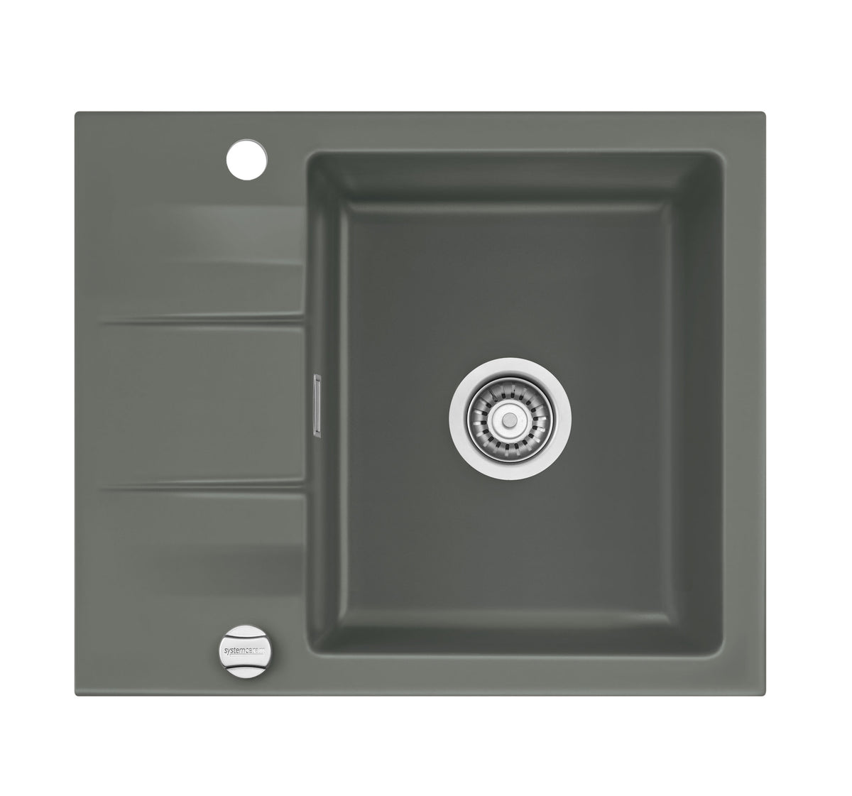 SYSTEMCERAM Einbauspüle Genea 60 F Lava 80 inkl. Handbetätigung, für 50 cm Schrankbreite, Spüle zum flächenbündigen Einbau, inkl. 4 x Eckradien R 10 Auflage reversibel 55970180