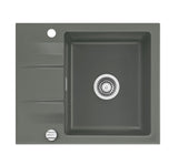 SYSTEMCERAM Einbauspüle Genea 60 F Lava 80 inkl. Handbetätigung, für 50 cm Schrankbreite, Spüle zum flächenbündigen Einbau, inkl. 4 x Eckradien R 10 Auflage reversibel 55970180