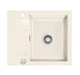 SYSTEMCERAM Einbauspüle Genea 60 F Magnolie 10 inkl. Handbetätigung, für 50 cm Schrankbreite, Spüle zum flächenbündigen Einbau, inkl. 4 x Eckradien R 10 Auflage reversibel 55970110