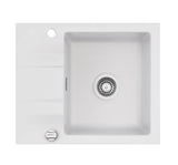 SYSTEMCERAM Einbauspüle Genea 60 F Satin 20 inkl. Handbetätigung, für 50 cm Schrankbreite, Spüle zum flächenbündigen Einbau, inkl. 4 x Eckradien R 10 Auflage reversibel 55970120