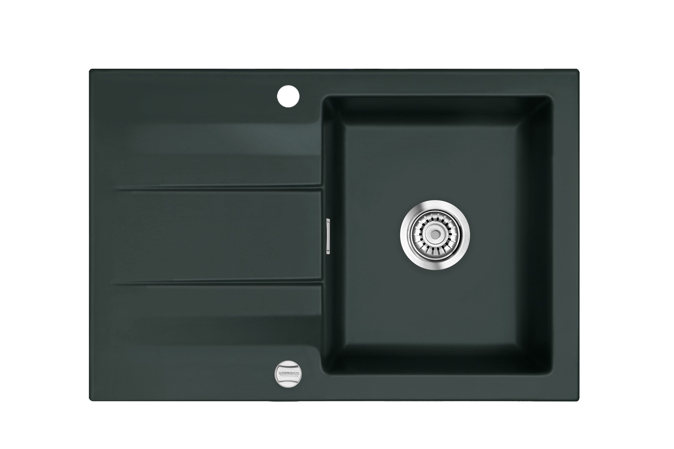 SYSTEMCERAM Einbauspüle Genea 75 F Eibe 56 inkl. Handbetätigung, für 50 cm Schrankbreite, Spüle zum flächenbündigen Einbau, inkl. 4 x Eckradien R 10 Auflage reversibel 55900156