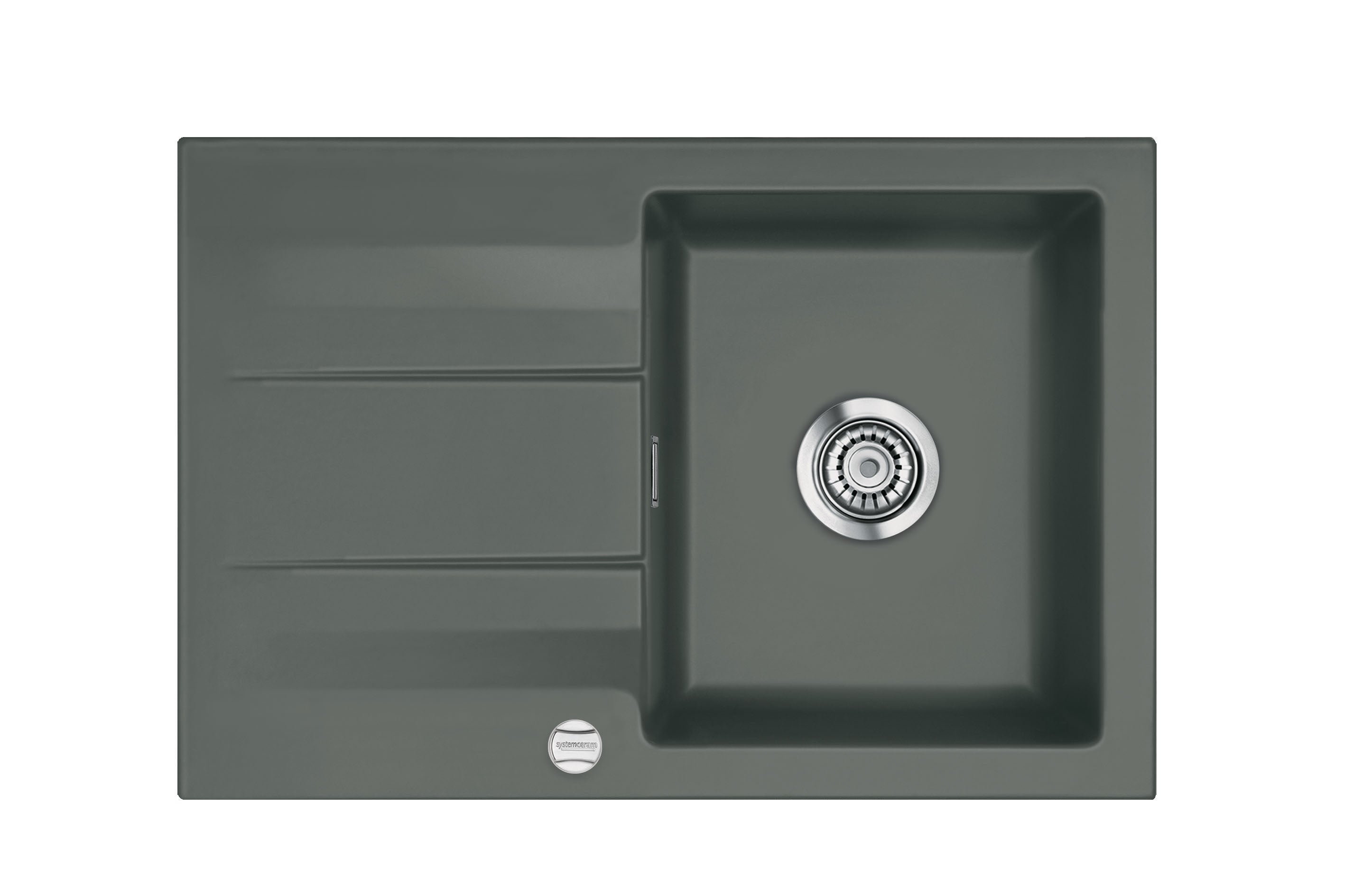 SYSTEMCERAM Einbauspüle Genea 75 F Lava 80 inkl. Handbetätigung, für 50 cm Schrankbreite, Spüle zum flächenbündigen Einbau, inkl. 4 x Eckradien R 10 Auflage reversibel 55900180