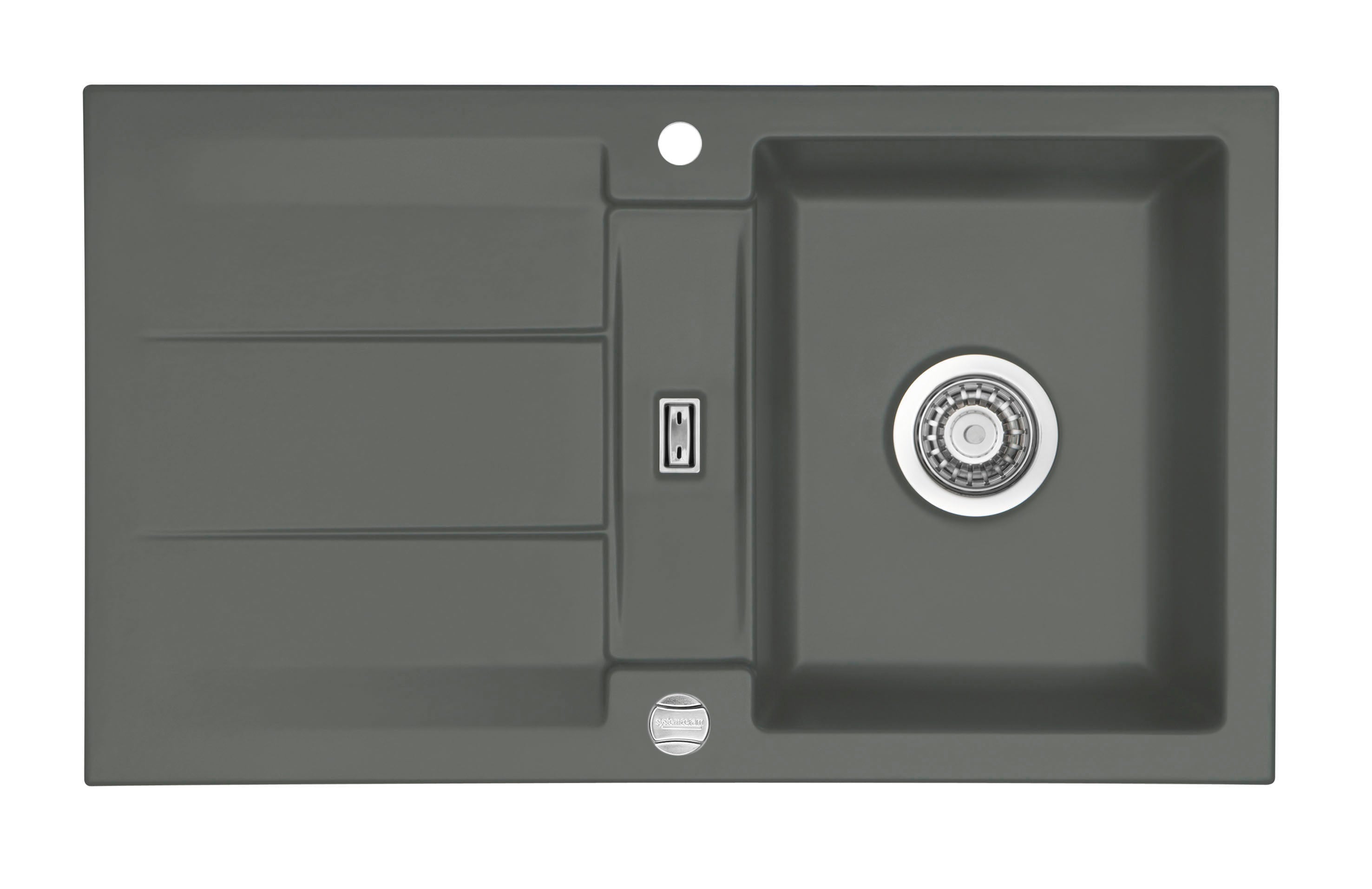SYSTEMCERAM Einbauspüle Genea 87 F Lava 80 inkl. Excenterbetätigung, für 50 cm Schrankbreite, Spüle zum flächenbündigen Einbau, inkl. 4 x Eckradien R 10 Auflage reversibel 55910280