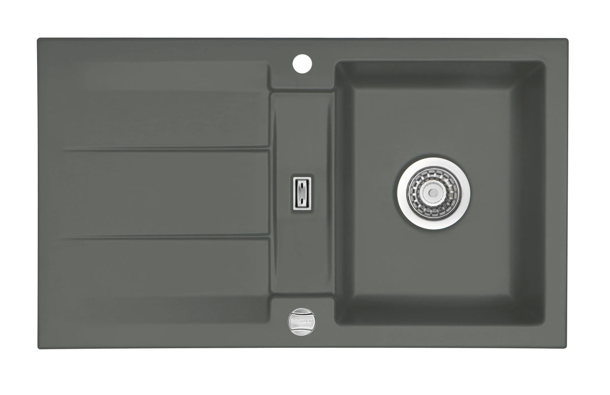 SYSTEMCERAM Einbauspüle Genea 87 F Lava 80 inkl. Excenterbetätigung, für 50 cm Schrankbreite, Spüle zum flächenbündigen Einbau, inkl. 4 x Eckradien R 10 Auflage reversibel 55910280