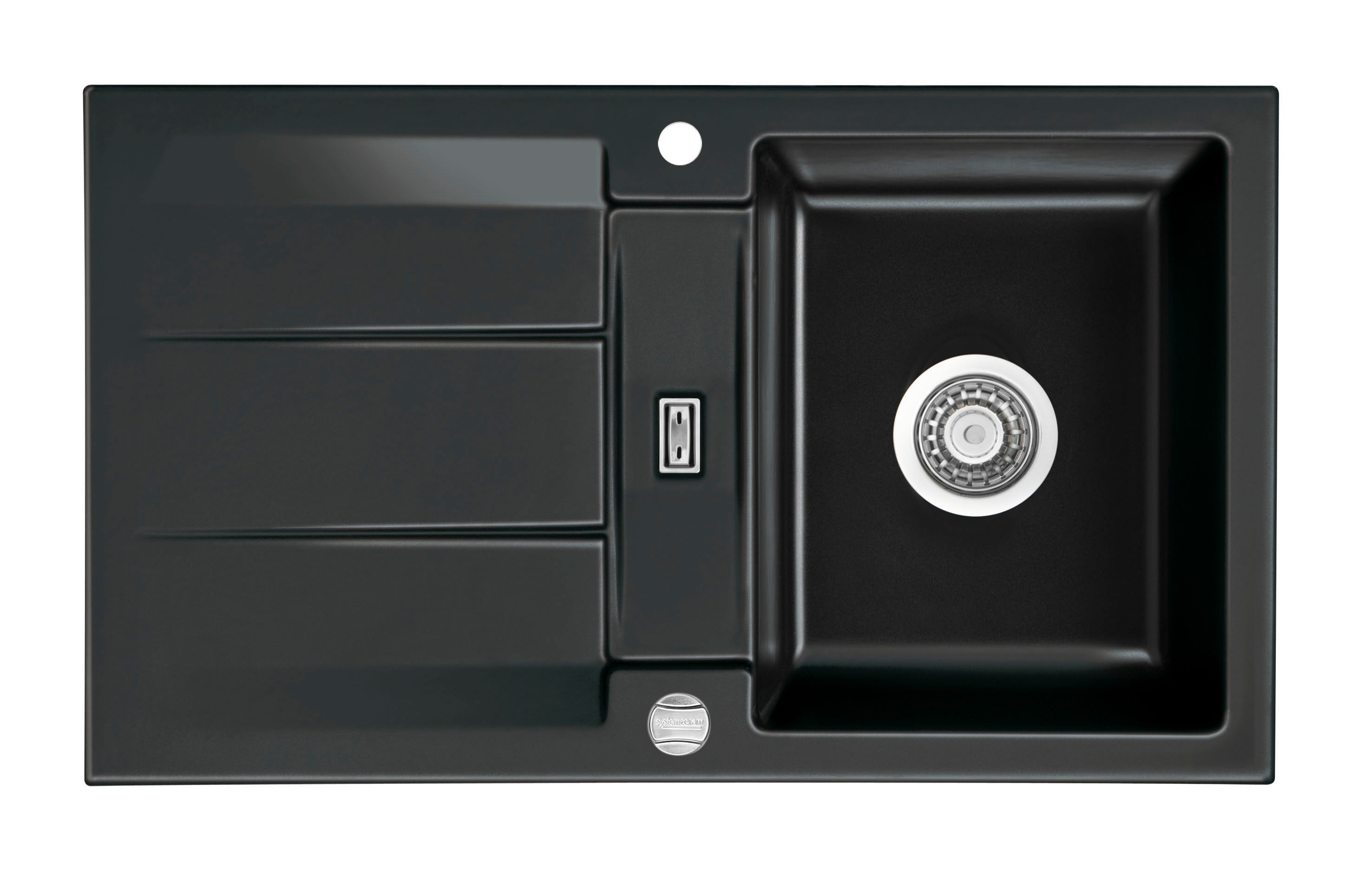 SYSTEMCERAM Einbauspüle Genea 87 F Nero 68 inkl. Excenterbetätigung, für 50 cm Schrankbreite, Spüle zum flächenbündigen Einbau, inkl. 4 x Eckradien R 10 Auflage reversibel 55910268
