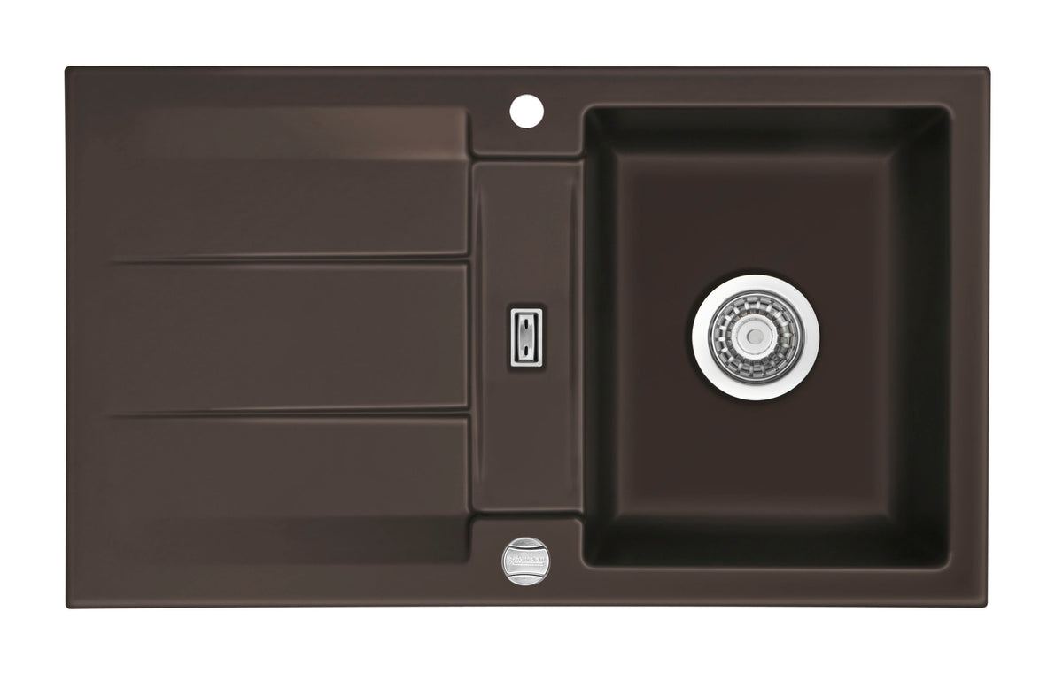 SYSTEMCERAM Einbauspüle Genea 87 F Siena 65 inkl. Excenterbetätigung, für 50 cm Schrankbreite, Spüle zum flächenbündigen Einbau, inkl. 4 x Eckradien R 10 Auflage reversibel 55910265