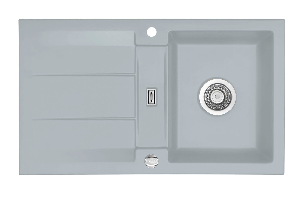 SYSTEMCERAM Einbauspüle Genea 87 F Titan 78 inkl. Handbetätigung, für 50 cm Schrankbreite, Spüle zum flächenbündigen Einbau, inkl. 4 x Eckradien R 10 Auflage reversibel 55910178