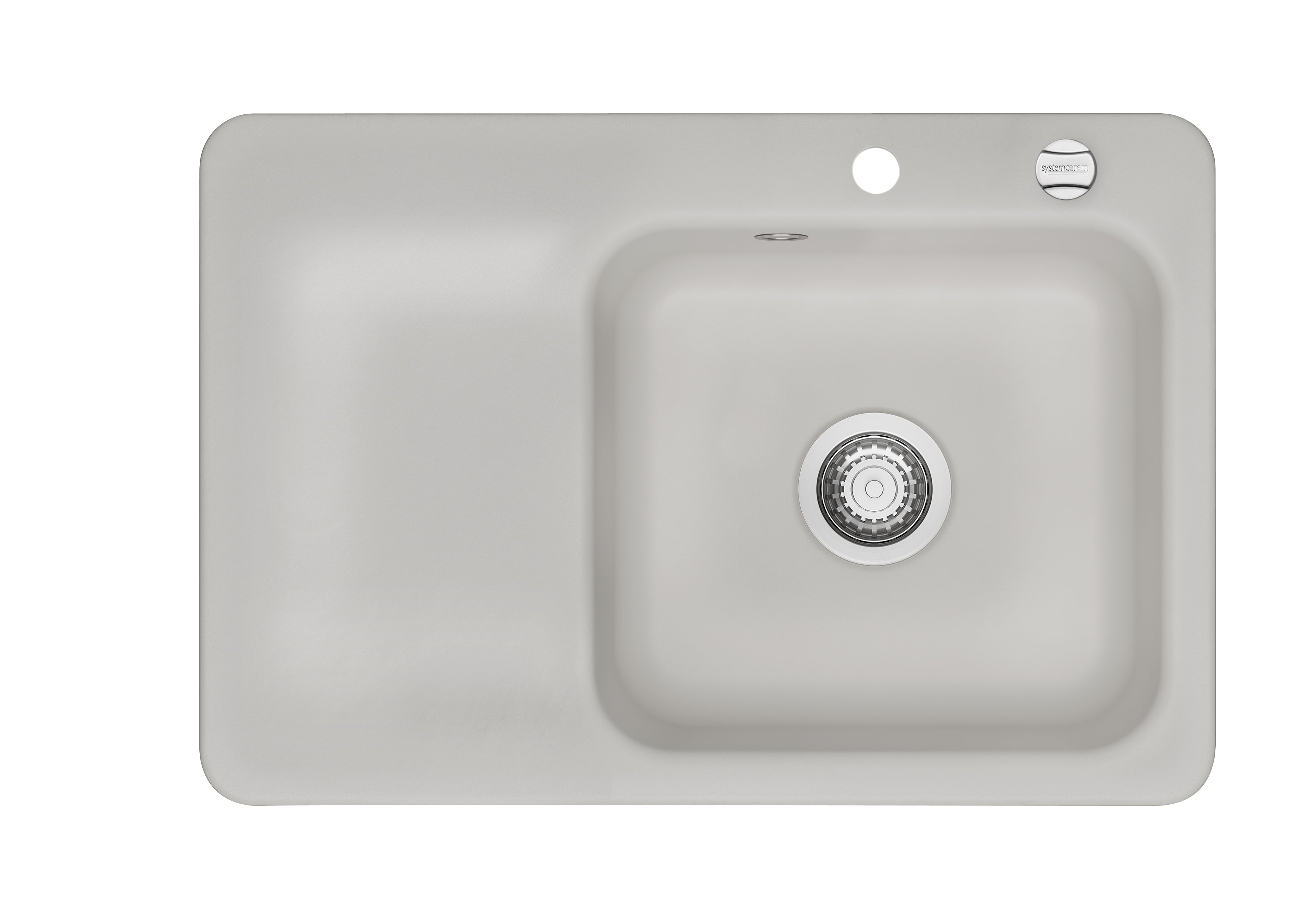 SYSTEMCERAM Einbauspüle Juna 75 Be. Re. Alu 76 inkl. Excenterbetätigung, für 50 cm Schrankbreite, Einbauspüle Auflage Becken rechts 50120276