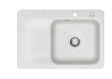 SYSTEMCERAM Einbauspüle Juna 75 F Be. Re. Satin 20 inkl. Handbetätigung, für 50 cm Schrankbreite, Spüle zum flächenbündigen Einbau Auflage Becken rechts 55120120