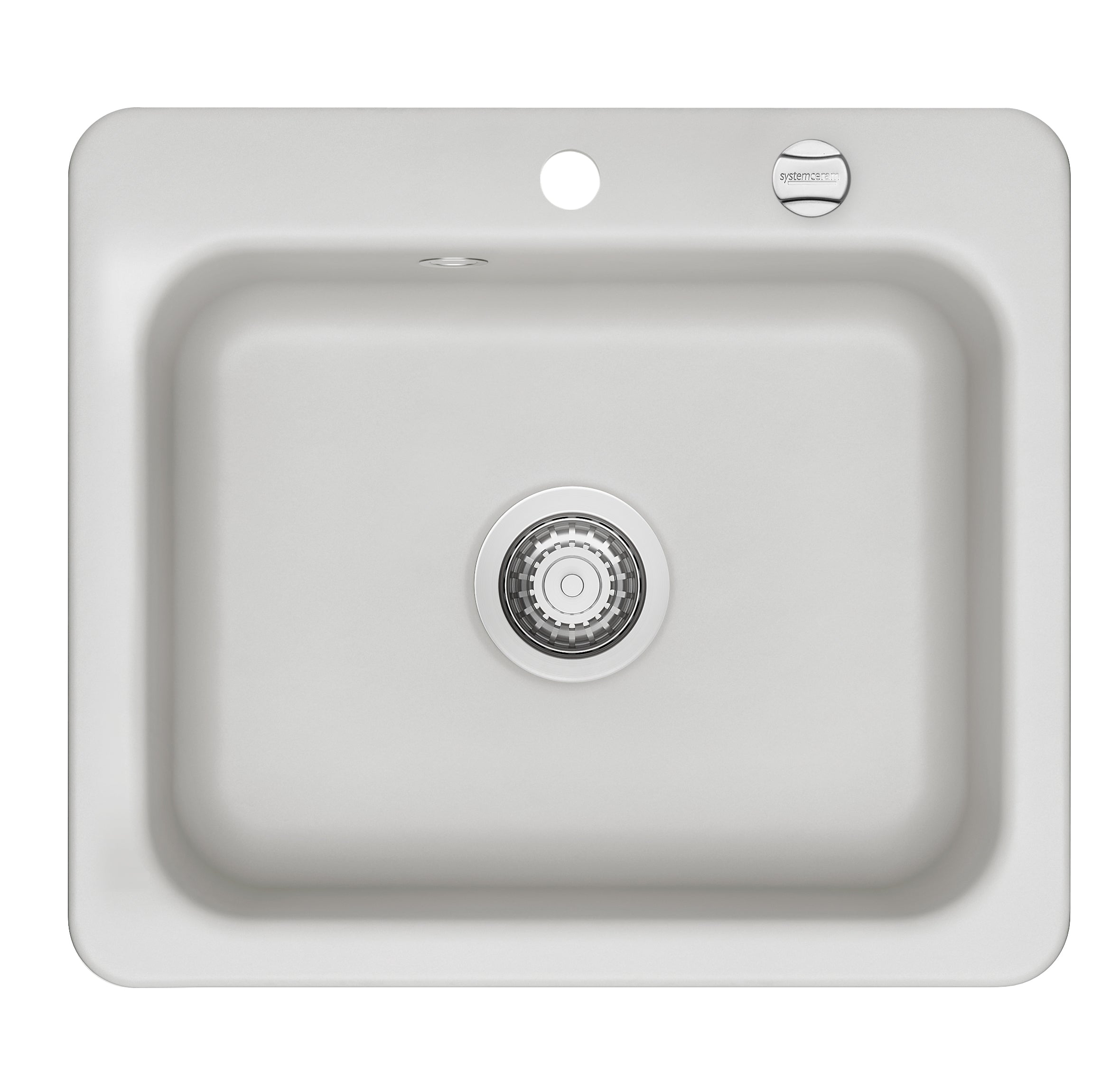 SYSTEMCERAM Einbauspüle Juna 57 F Satin 20 inkl. Excenterbetätigung, für 60 cm Schrankbreite, Spüle zum flächenbündigen Einbau Auflage keine Beckenlage 55040220