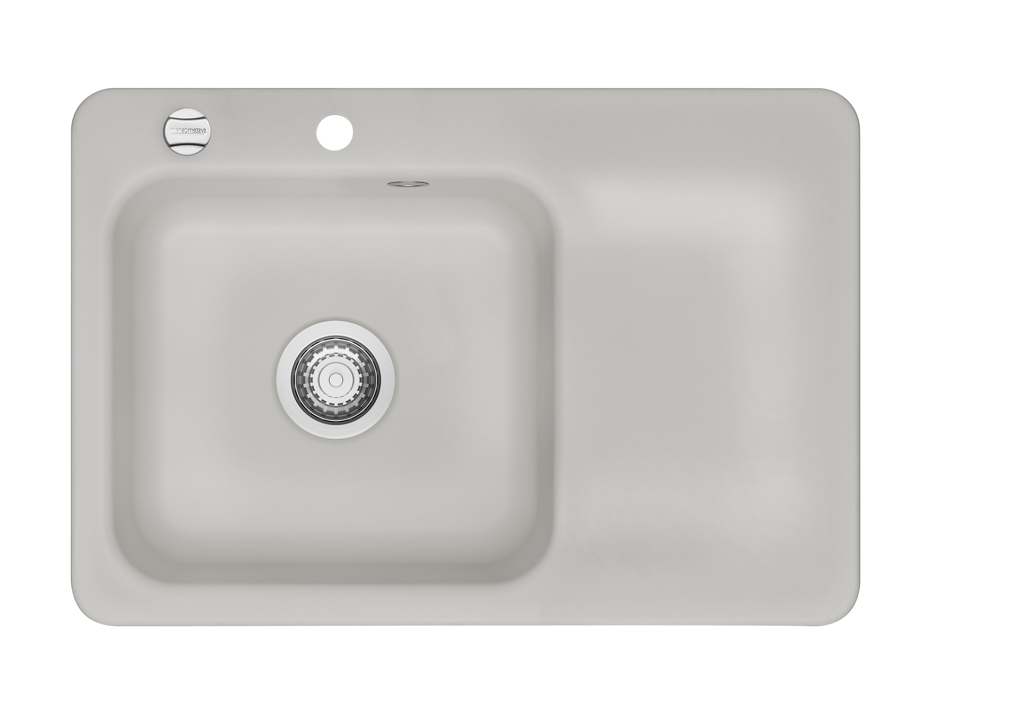 SYSTEMCERAM Einbauspüle Juna 75 Be. Li. Alu 76 inkl. Excenterbetätigung, für 50 cm Schrankbreite, Einbauspüle Auflage Becken links 50130276