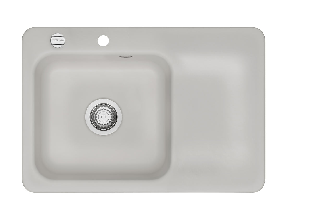 SYSTEMCERAM Einbauspüle Juna 75 Be. Li. Alu 76 inkl. Excenterbetätigung, für 50 cm Schrankbreite, Einbauspüle Auflage Becken links 50130276
