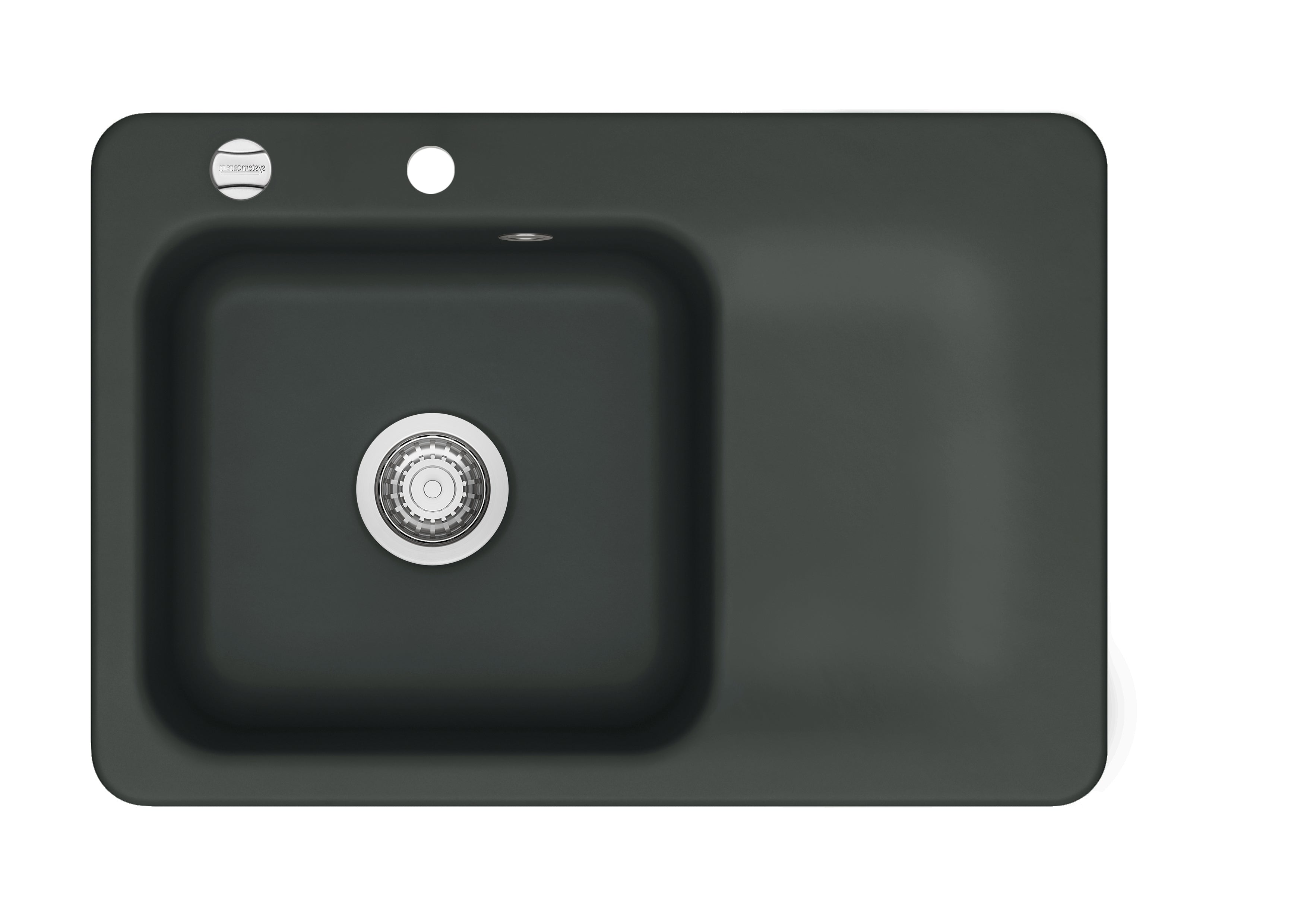 SYSTEMCERAM Einbauspüle Juna 75 Be. Li. Eibe 56 inkl. Handbetätigung, für 50 cm Schrankbreite, Einbauspüle Auflage Becken links 50130156