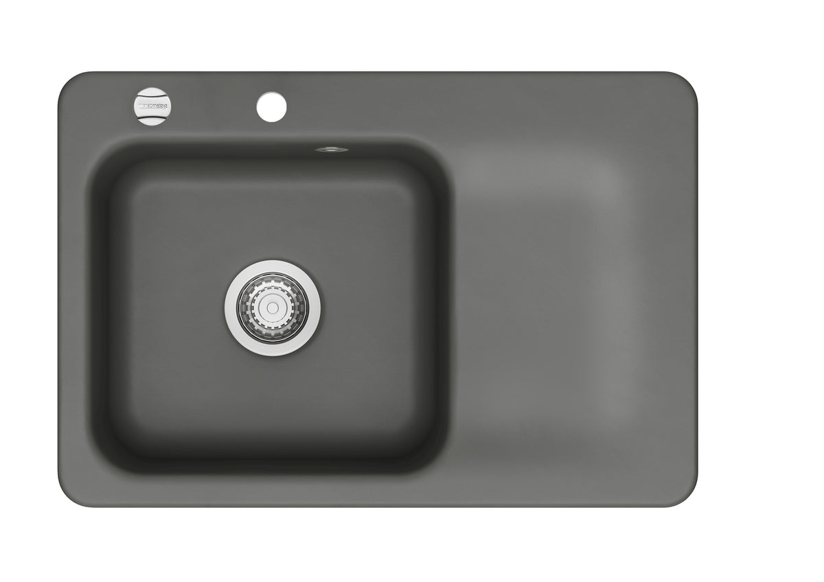 SYSTEMCERAM Einbauspüle Juna 75 F Be. Li. Lava 80 inkl. Excenterbetätigung, für 50 cm Schrankbreite, Spüle zum flächenbündigen Einbau Auflage Becken links 55130280