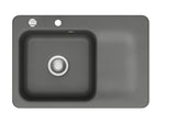 SYSTEMCERAM Einbauspüle Juna 75 F Be. Li. Lava 80 inkl. Excenterbetätigung, für 50 cm Schrankbreite, Spüle zum flächenbündigen Einbau Auflage Becken links 55130280