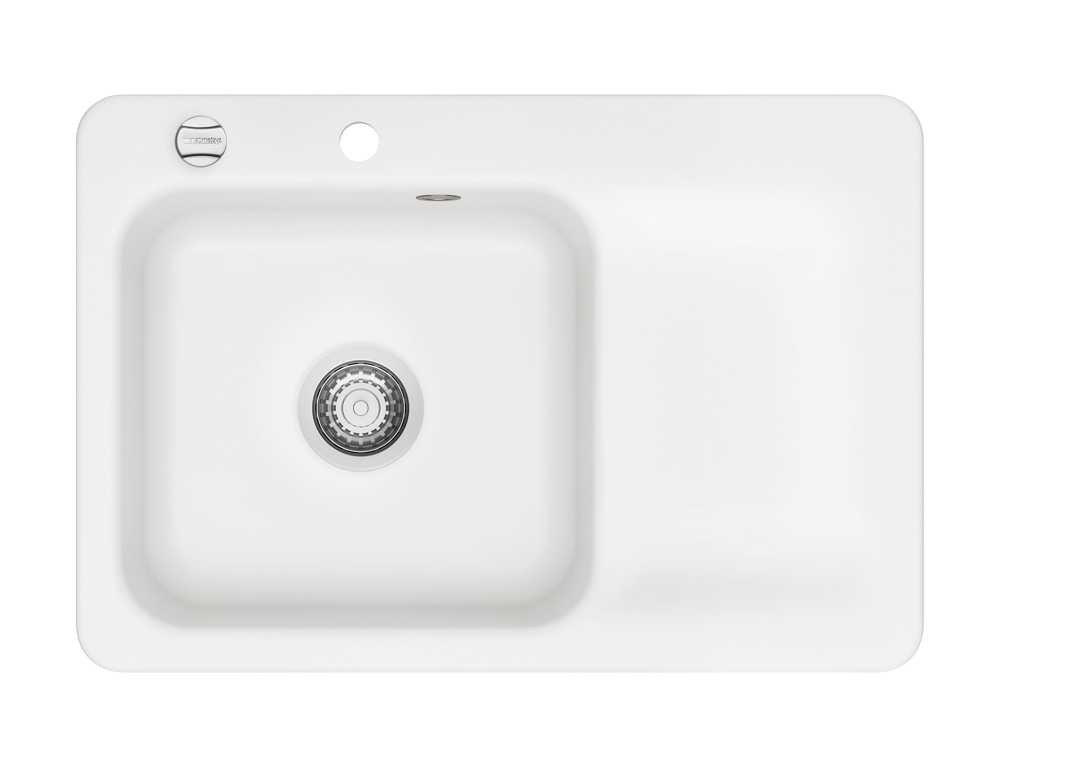 SYSTEMCERAM Einbauspüle Juna 75 Be. Li. Polar 13 inkl. Handbetätigung, für 50 cm Schrankbreite, Einbauspüle Auflage Becken links 50130113