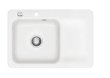 SYSTEMCERAM Einbauspüle Juna 75 Be. Li. Polar 13 inkl. Handbetätigung, für 50 cm Schrankbreite, Einbauspüle Auflage Becken links 50130113