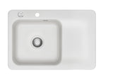 SYSTEMCERAM Einbauspüle Juna 75 Be. Li. Satin 20 inkl. Handbetätigung, für 50 cm Schrankbreite, Einbauspüle Auflage Becken links 50130120