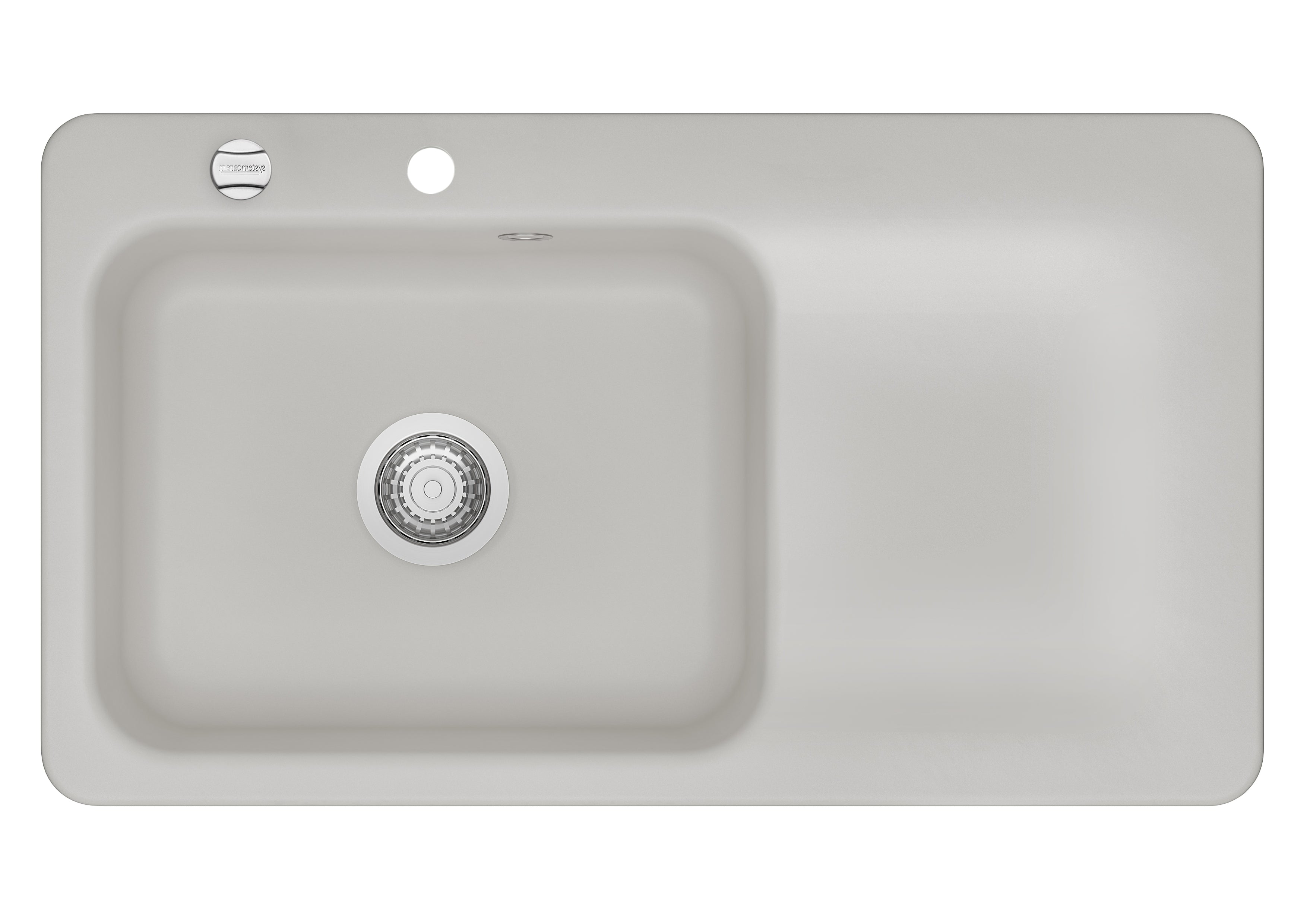 SYSTEMCERAM Einbauspüle Juna 90 Be. Li. Alu 76 inkl. Excenterbetätigung, für 60 cm Schrankbreite, Einbauspüle Auflage Becken links 50150276