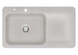 SYSTEMCERAM Einbauspüle Juna 90 Be. Li. Alu 76 inkl. Excenterbetätigung, für 60 cm Schrankbreite, Einbauspüle Auflage Becken links 50150276