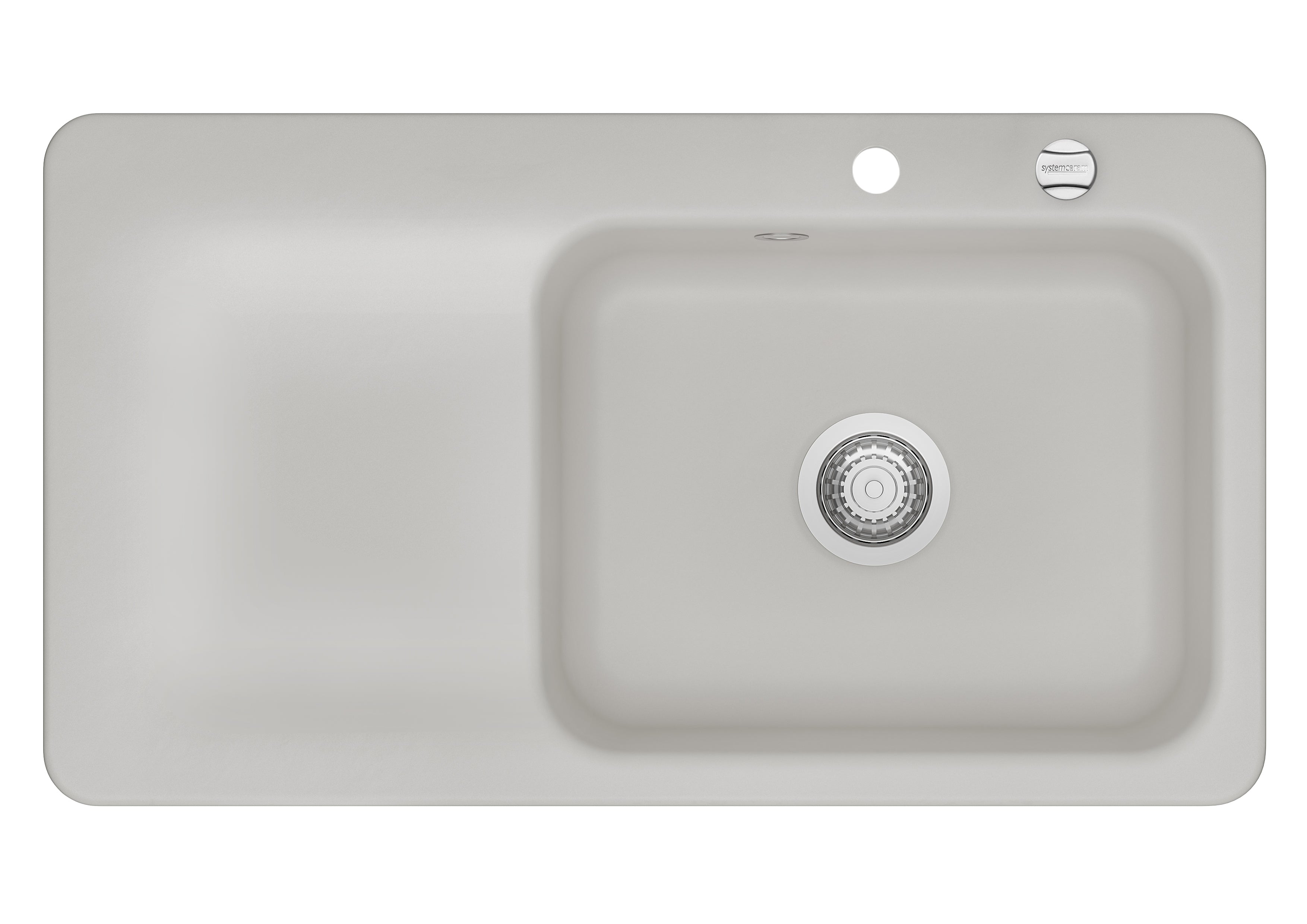 SYSTEMCERAM Einbauspüle Juna 90 F Be. Re. Alu 76 inkl. Excenterbetätigung, für 60 cm Schrankbreite, Spüle zum flächenbündigen Einbau Auflage Becken rechts 55140276