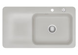 SYSTEMCERAM Einbauspüle Juna 90 F Be. Re. Alu 76 inkl. Excenterbetätigung, für 60 cm Schrankbreite, Spüle zum flächenbündigen Einbau Auflage Becken rechts 55140276