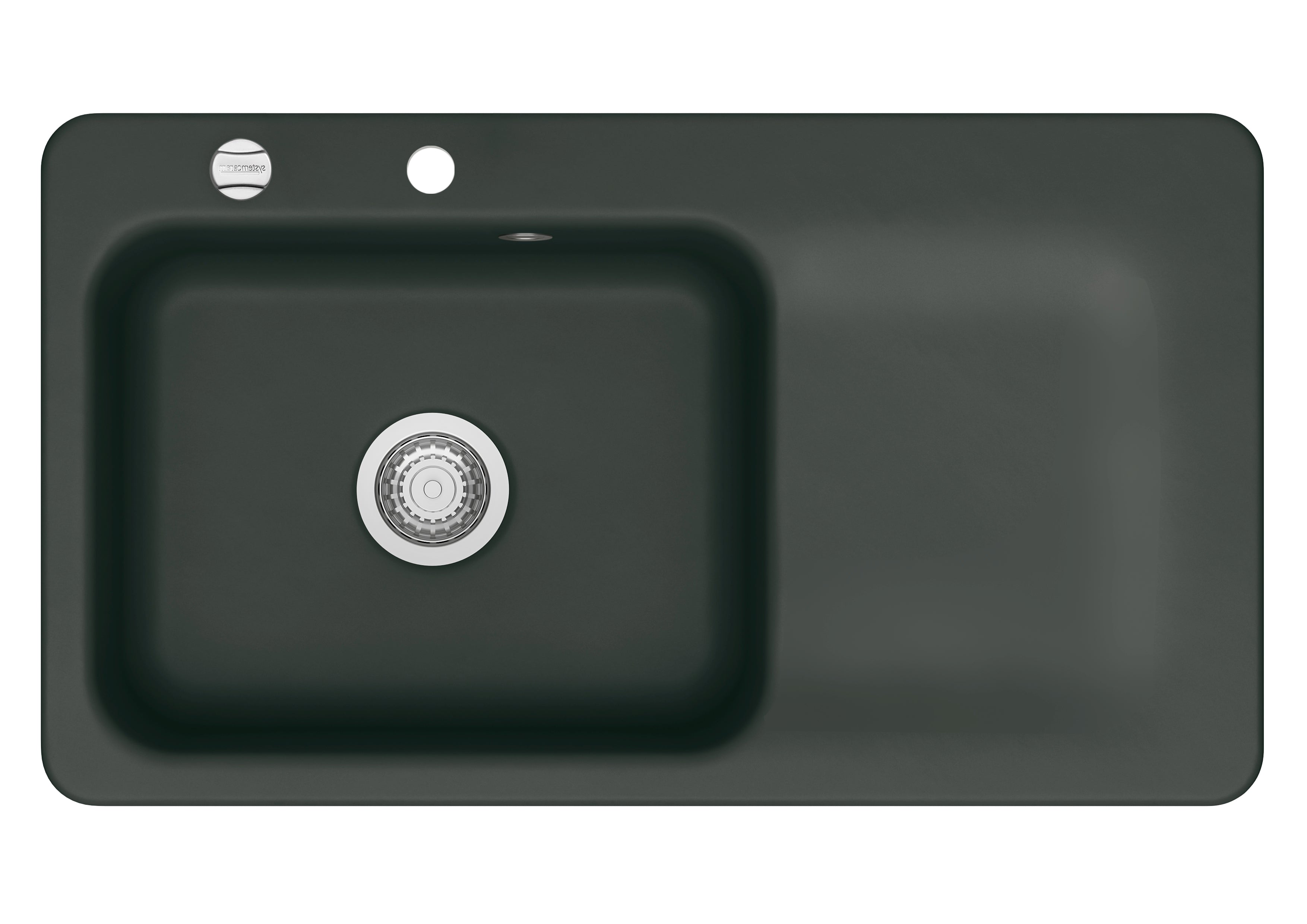 SYSTEMCERAM Einbauspüle Juna 90 Be. Li. Eibe 56 inkl. Excenterbetätigung, für 60 cm Schrankbreite, Einbauspüle Auflage Becken links 50150256