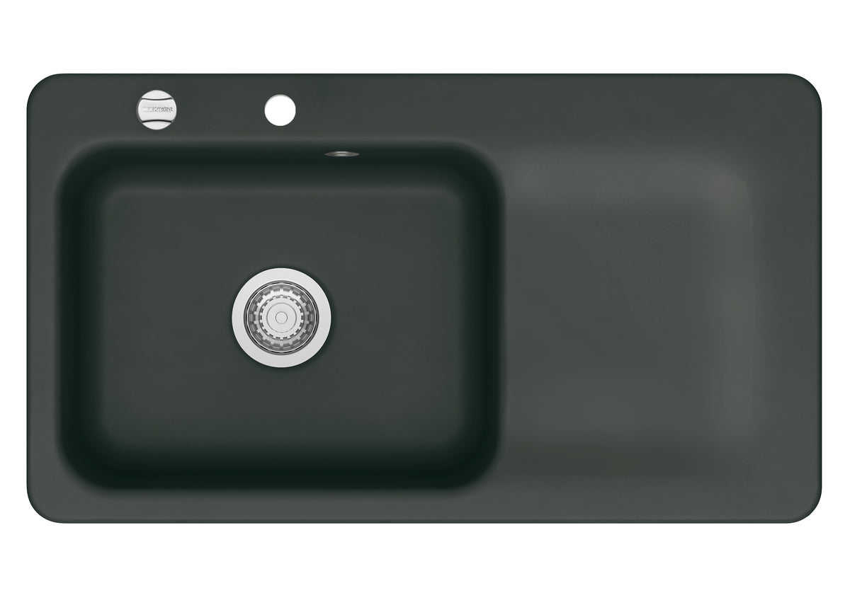 SYSTEMCERAM Einbauspüle Juna 90 Be. Li. Eibe 56 inkl. Excenterbetätigung, für 60 cm Schrankbreite, Einbauspüle Auflage Becken links 50150256