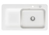 SYSTEMCERAM Einbauspüle Juna 90 F Be. Re. Grönland 12 inkl. Handbetätigung, für 60 cm Schrankbreite, Spüle zum flächenbündigen Einbau Auflage Becken rechts 55140112