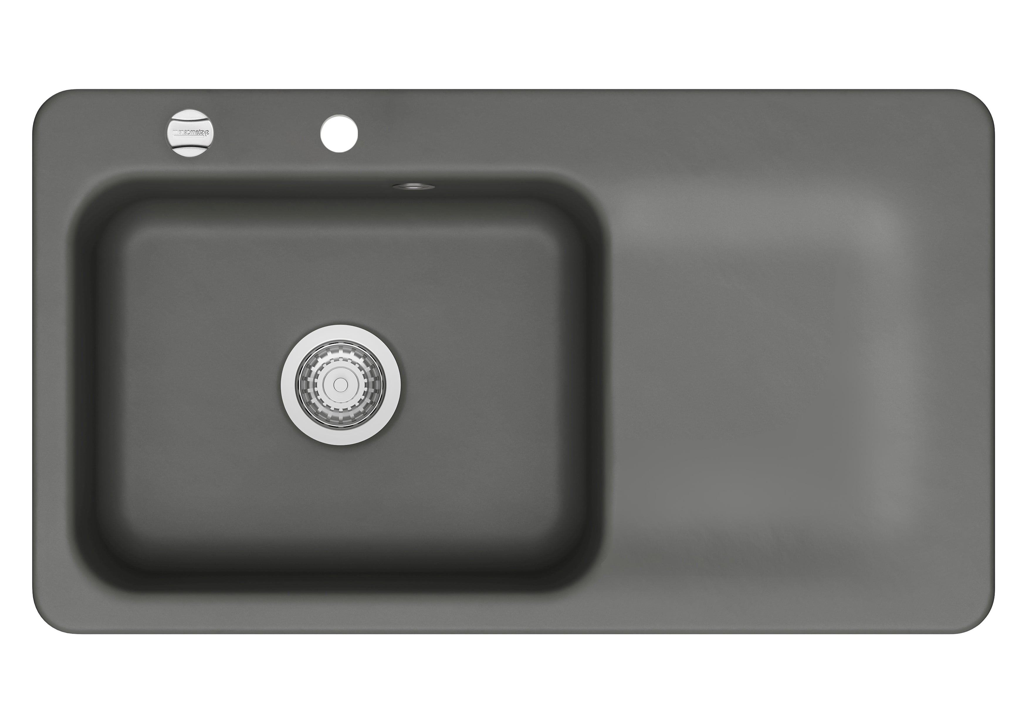 SYSTEMCERAM Einbauspüle Juna 90 Be. Li. Lava 80 inkl. Excenterbetätigung, für 60 cm Schrankbreite, Einbauspüle Auflage Becken links 50150280