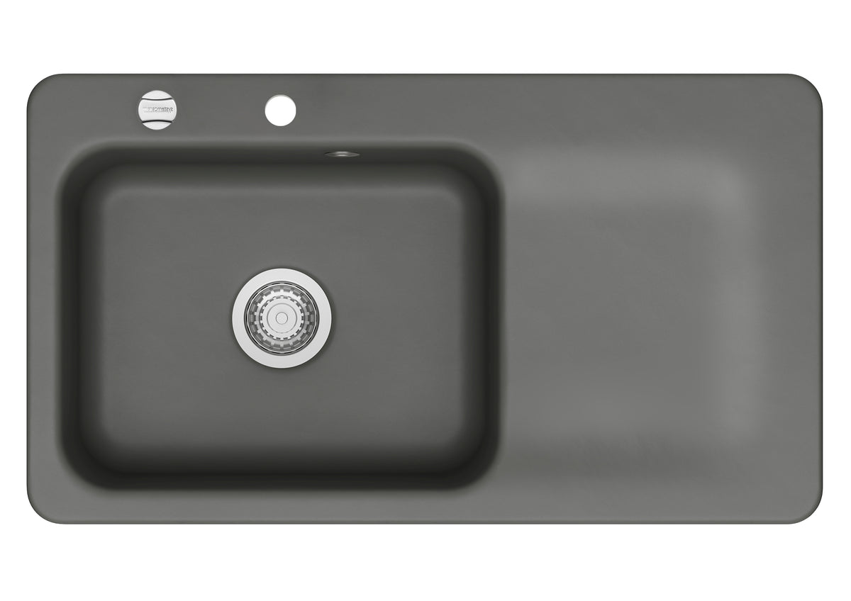SYSTEMCERAM Einbauspüle Juna 90 Be. Li. Lava 80 inkl. Excenterbetätigung, für 60 cm Schrankbreite, Einbauspüle Auflage Becken links 50150280