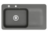SYSTEMCERAM Einbauspüle Juna 90 Be. Li. Lava 80 inkl. Excenterbetätigung, für 60 cm Schrankbreite, Einbauspüle Auflage Becken links 50150280