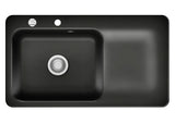 SYSTEMCERAM Einbauspüle Juna 90 Be. Li. Nero 68 inkl. Handbetätigung, für 60 cm Schrankbreite, Einbauspüle Auflage Becken links 50150168