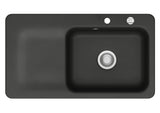 SYSTEMCERAM Einbauspüle Juna 90 Be. Re. Nigra 87 inkl. Excenterbetätigung, für 60 cm Schrankbreite, Einbauspüle Auflage Becken rechts 50140287